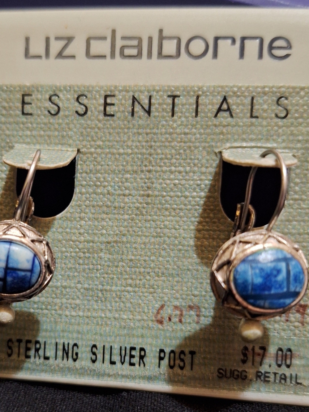 Liz Claiborne Silver and Blue Dangle Earrings